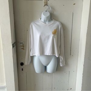 Zuni Sportswear Cropped Floral Good Vibes Only T-Shirt Tee